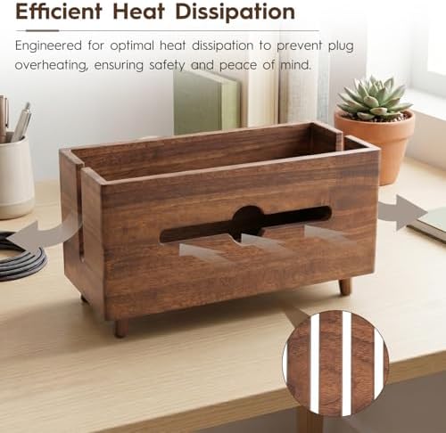 Extra Large Cable Management Box，Wood Cable Organizer Box,Power Strip Box & Organizer for Power Strip, TV Wires & Desk Cable Storage,Hide Desk Cord and Floor Cables - Image 4