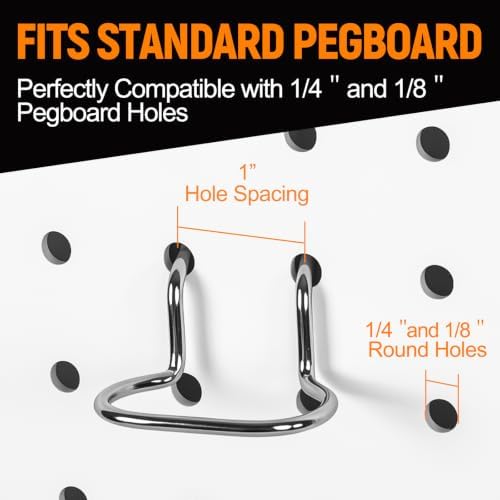 60 Pack Pegboard Hooks Assortment, 3 Sizes Heavy Duty Galvanized Peg Board Hooks, 20 Each, Garage Tool Organizer Accessories for Workshop Storage - Image 4