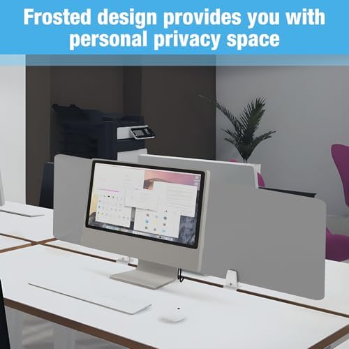 Desk Divider 4 Pcs Desk Privacy Panel 47.2''L x 15.8W'' Office Partitions Grey Acrylic Panel Pack of 4 Desk Divider Partition with Adjustable Universal Base Brand: Yeaborn - Image 3