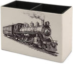 Pens Holder, Pencils Holder for Desk Organizer, Cartoon Train PU Leather Pencil Cups Desktop Stationery Storage Makeup Brush Holder Pens Organizer for Office Home - Image 7
