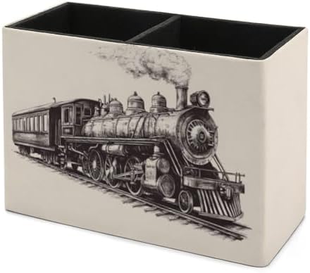 Pens Holder, Pencils Holder for Desk Organizer, Cartoon Train PU Leather Pencil Cups Desktop Stationery Storage Makeup Brush Holder Pens Organizer for Office Home - Image 7