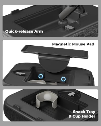 SupeDesk Laptop Lap Desk, Adjustable iPad Holder for Bed, 360° Swivel Tablet Arm, Laptop Desk with Mouse Pad, Snack Bowl & Cup Holder, Fits 4.7–13” Tablets & 15” Laptop (Black) - Image 5