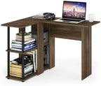Furinno Abbott L-Shape Computer Desk with Bookshelf, Columbia Walnut/Black - Image 6