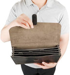 Genuine Leather File Folder, Accordian File Organizer, Leather Document Holder Resume Folio for Men & Women-Grey-Custom - Image 7