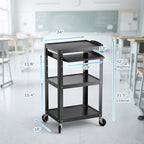 POCHAR Steel AV Cart on Wheels - Rolling Projector Cart with Height Adjustable Shelf, Pullout Keyboard Tray, Power Strip, Cord Management - Mobile Media Carts Computer Workstation for Office Classroom - Image 3