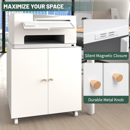 Large Rolling Printer Stand with Storage,Printer Table for Home Office - Image 5