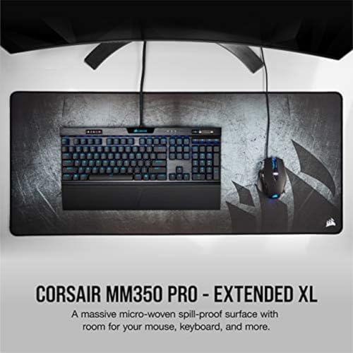 Corsair MM350 PRO Extended XL Premium Spill-Proof Cloth Gaming Mouse Pad – 36.6” Width x 15.7” Height Surface – Black/Gray - Image 2
