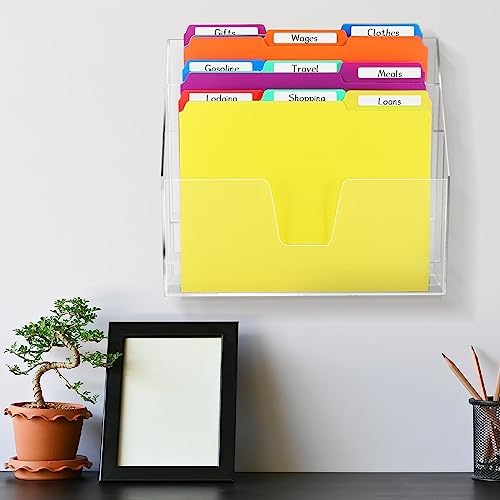 Estune Acrylic Vertical File Organizer Horizontal Triple File Folder Holder - Image 5