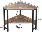 Armocity Corner Small Desk with Outlets Corner Table for Small Space Industrial Computer Desk with USB Ports Triangle Desk with Storage for Home Office, Workstation, Living Room, Bedroom, Rustic - Image 3