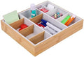 Bamboo Desk Drawer Organizer Tray, Silicone Sturdy Junk Drawer Organizer with 10 Adjustable Compartments, Desk Organizers and Accessories with 4 Removable Dividers for Office Home (White) by Hitseon