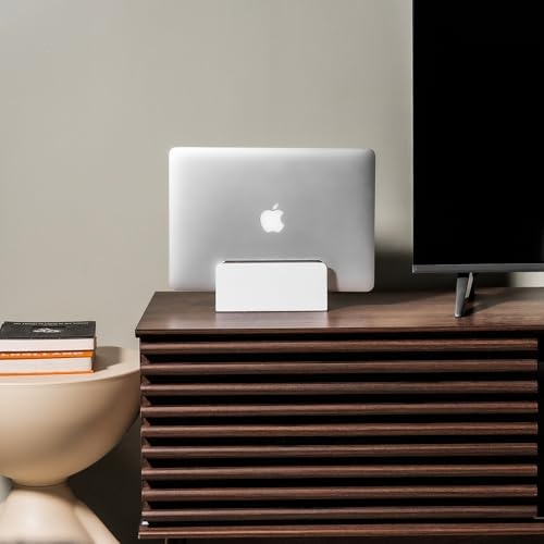 Raico Verical Laptop Stand MacBook Walnut Wood Dual Laptop Vertical Setup Holder Stand (Matte White, Single Slot | Adjustable) - Image 4