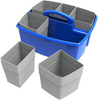 Storex Large Classroom Caddy with Cups, 13 x 11 x 6.575 Inches, Blue, Case of 2 (00985U02C) - Image 5