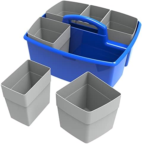 Storex Large Classroom Craft Caddy with Cups, 13 x 11 x 6.575 Inches, Blue, Case of 2 (00985A02C) - Image 5