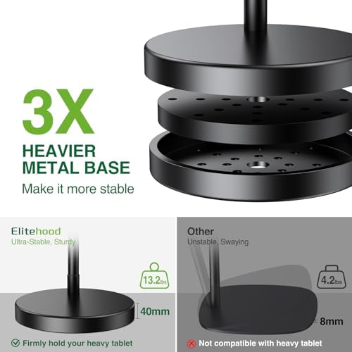 elitehood Adjustable Tablet Floor Stand, Aluminum iPad Stand for Bed - Image 6