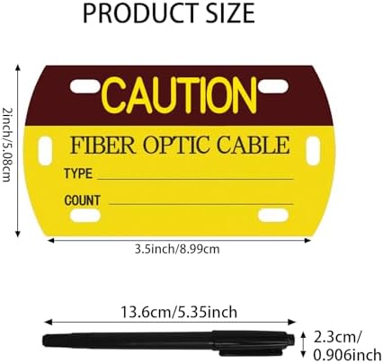 52 Pcs Optic Cable Tag Yellow Waterproof Self-Laminating Writable HDPE Labels 3.5 x 2 Inches with 4 Marker Pen for Cable Management, Maintenance, Communication - Image 2