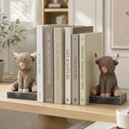 2 Pcs Vintage Highland Cow Bookends Animal Decorative Bookends - Image 3