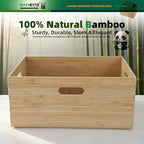 BAMOTTO CRAFTBAMBOO Stackable Bamboo Storage Bin with Lid 14.6"x10.2"x6.5" - Image 6