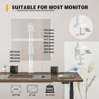 Hemudu Dual Monitor Articulating Desk Mount Arm Stand - Vertical Stack Screen Supports Two 13 to 34 Inch Computer Monitors with C Clamp White - Image 5