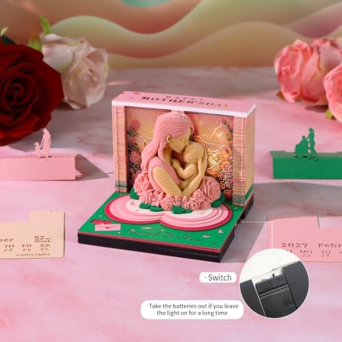 3D Memo Pad, 3D Calendar 2027, Time Piece Calendar, Tear-Off Calendars 2027, 3D Paper Carving Art Memo Pad, Art Carving Sticky Notes for Office Home Gifts Ornaments (Mother) - Image 3