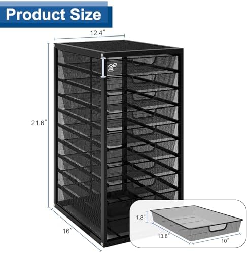 Natwind Mesh File Organizer with 10 Tier Sliding Drawers,Black - Image 2