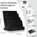 Black 8.5×11 Inch Magazine Display Stand 4-Tier For 6×9 inch Brochure Pamphlet Flyer Menu Holder Countertop Display Stand Literature Organizer For Office Home - Image 2