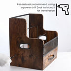 Vinyl Record Storage,Wooden Album Crate Holder,Holds up to 60 Records with Wood Drawer and Metal Dividers,Desk Accessories Storage Box for Home Kitchen Office Organization - Image 5