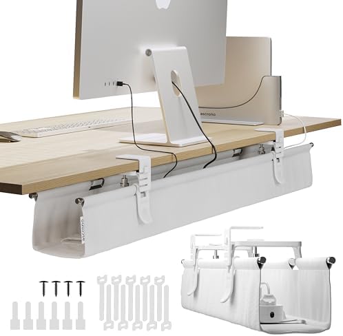 Ascrono Original Under Desk Cable Management Tray, White, 40.6" by Ascrono