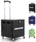 Folding Utility Cart Black Portable Rolling Crate Handcart Foldable Shopping Trolley Collapsible, with Lid, on Wheels, for Grocery, Garden, Office, Storage, Teacher, Tool (Black) by dotewe