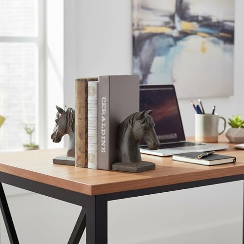 Braxio Horse Bookends Vintage Decor - Set of 2 Antique Rust Finished Horse Head Book Ends for Shelves Desk Office Decor Gifts 5.3 x 3.7 x 7 Inches - Image 6