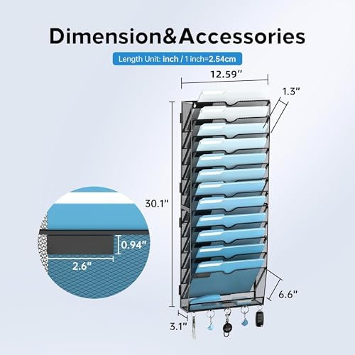 SUPEASY 13-Tier Hanging Wall File Organizer with Hooks, 2 Pack - Image 3