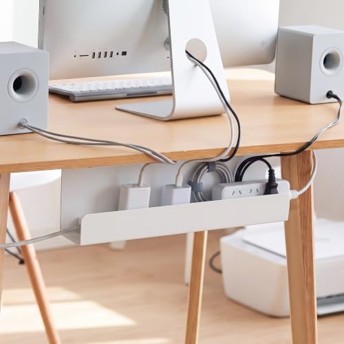 2 Pack Under Desk Cable Management Tray,Hold 11 lbs, 16 x 5 x 3 Inch, White - Image 2