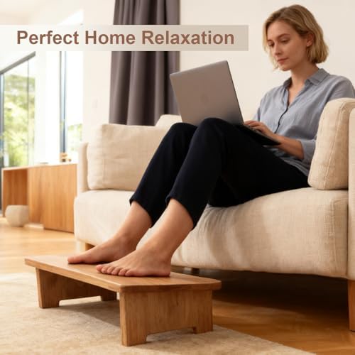 Solid Wood Under Desk Footrest Foot Rest for Under DEST at Work Ergonomic Foot Stool Improves Posture and Circulation, Chair Footrest for Leg Rests 350lbs Capacity for Home Office - Image 2
