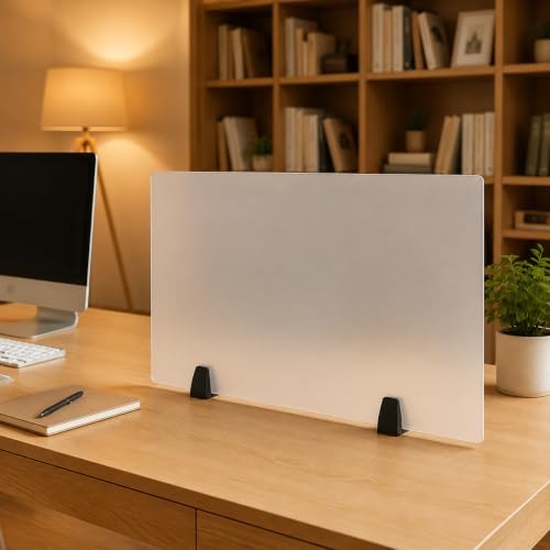 2-Pack Desktop Privacy Panel, 30" W x 18" H Acrylic Desk Divider, Frosted Office Partitions, Clamp-on Protective Desk Shield Board for Offices Schools - Image 2