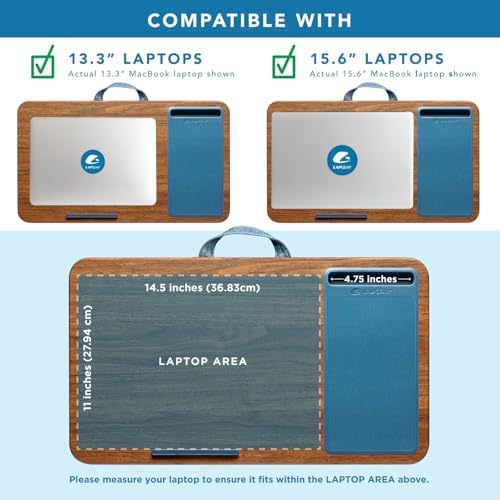 LAPGEAR Home Office Lap Desk – Espresso Blue, Fits 15.6” Laptops - Image 3