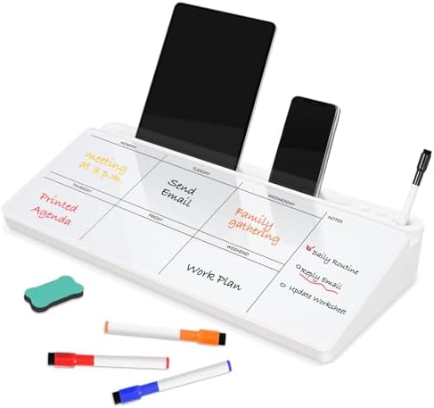 DOLLAR BOSS Glass Desk Whiteboard Calendar Small Dry Erase Board, White by DOLLARBOSS