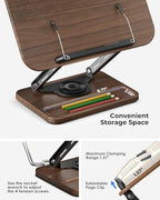 Viozon Book Stand for Reading, Book Holder 360° Rotating Base with Pen Slot, Foldable Reading Display Stand with Elastic Page Clips for Cookbook, Recipe, Textbook, Tablet, Laptop - Image 5