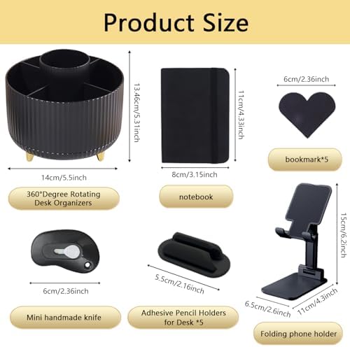Office Supplies,Desk Accessories,Desk Organizer,Stapler,Tape Dispenser,Folding Phone Holder,Scissors,Notebook,Staple Remover,Staples,Clear Tape,Sticky Notes,Paper Clips,Bookmark,Pen,Pen pals Ect.27pcs - Image 5