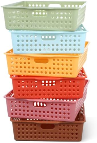 6 Pack Turn‑in Paper Trays for Classroom, Retro by Yakydesign