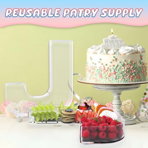 13.8" Extra Large Acrylic Letter Charcuterie Board Box, Reusable Fillable Letter Cake Candy Dish Display Serving Tray for Birthday Anniversary Party Decoration (J) - Image 5