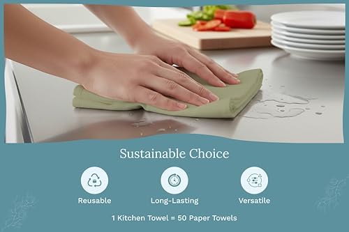 Organic Cotton Bulk Sage Green Flour Sack Kitchen Towels - 50 Pack, 100% Cotton, Lint-Free, Quick-Drying and Lightweight Kitchen Towels for Baking, Cleaning and Dish Drying (Sage Green) - Image 6