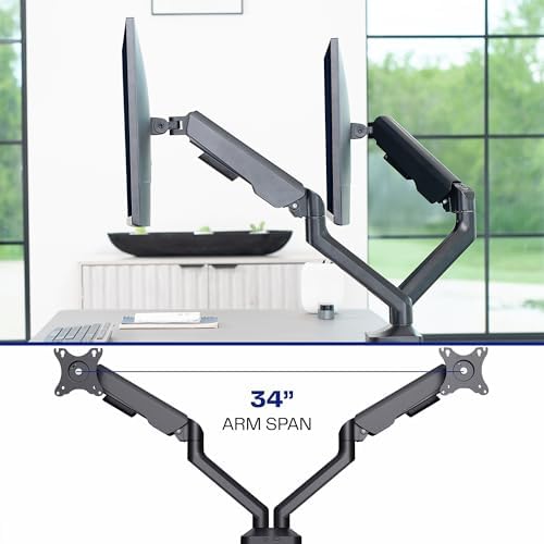 VIVO Dual Pneumatic Arm Ultra-Wide Monitor Mount for up to 35 inch Screens, Holds 26.4 lbs per Arm, Desk Mount Monitor Stand for 2 Ultrawides, Black, STAND-V200O - Image 6