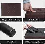 CAROLMADE Footstool Ottoman with Legs, PVC Small Foot Rest Under Desk, Ottoman with Storage for Living Room, Bedroom, Entryway Brown - Image 5