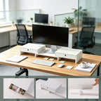 LAPTAIN Monitor Stand Riser, Adjustable Monitor Stand, 2 Drawers, White - Image 6
