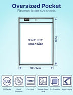 SUNEE 100 Packs Oversized Reusable Dry Erase Pocket Sleeves with 5 Rings, Black 10x14 Ticket Holders, Clear Plastic Sheet Protectors, Teacher School Classroom Supplies - Image 2