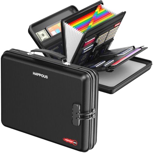Fireproof Document Organizer with Lock, Fireproof Document Box by HAPPOUS