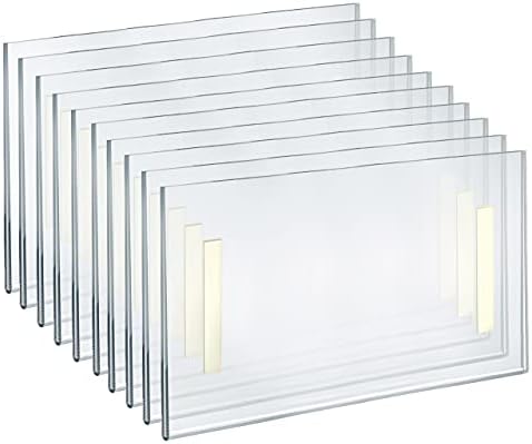 Azar Displays 122012 Self Adhesive Tape Clear Acrylic Wall Sign Holder Frame 11.5" W x 2.5" H - Landscape, 10-Pack by AzarDisplays