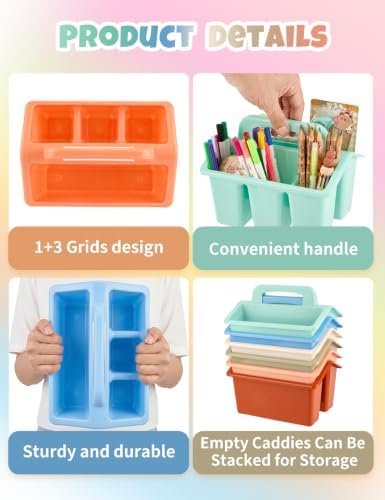 6 Pack Classroom Caddy Organizer with Handle, Table Caddy Classroom - Image 5