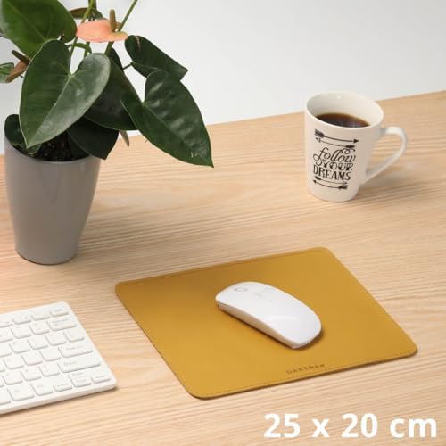 Full-Grain Leather Mouse Pad - Genuine Leather Mouse Mat with Non-Slip Backing, 3mm Thick, Smooth Mouse Glide, Desk Accessory for Office, Work & Gaming (Mustard Yellow, Large 11.8 x 9.8 in) - Image 2