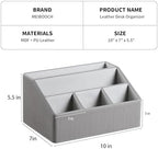 PU Leather Desk Organizer, Remote Control Holder, Grey - Image 4