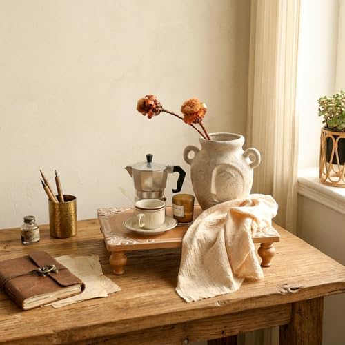 NIKKY HOME Rustic Wooden Pedestal Stand, Farmhouse Wood Riser 15 x 10 Inch - Image 2